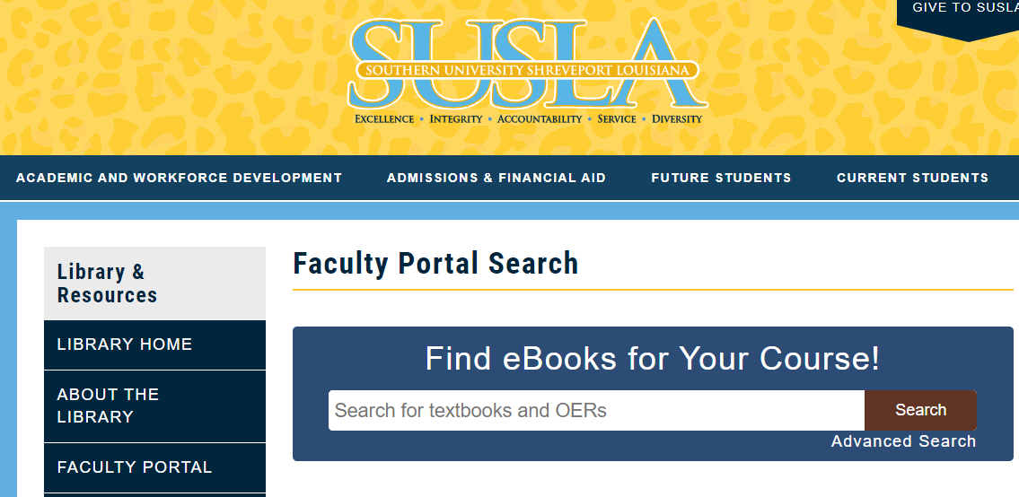 Southern University Shreveport Faculty Portal Search